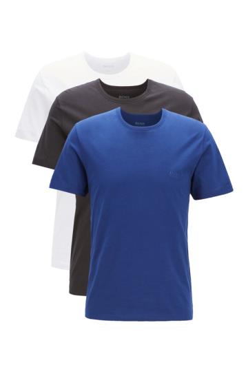Koszulki BOSS Three Pack Of Regular Fit Cotton Niebieskie Męskie (Pl06946)